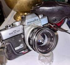Minolta SR-T 101 35mm SLR Film Camera MC Rokkor Lens Original Leather Case