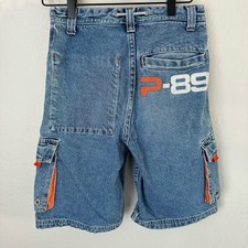 Vintage Paco Jeans Boys Blue Denim Shorts Cargo Bottoms Striped Size Kids 12