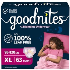 Goodnites Girls' Nighttime Bedwetting Underwear, Size Extra Large 95-120 lbs...