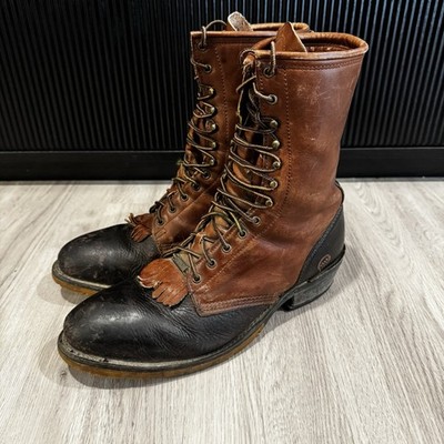 Double H Boots 9825 Lacer Packer Logger Kiltie Two Tone Leather Mens 11.5 EE