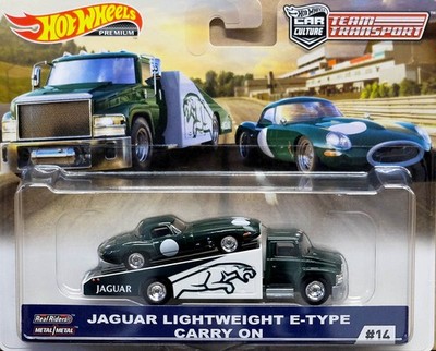 Jaguar Lightweight E-Type + Carry On Team Transport Car Culture 1:64 Hot Wheels 