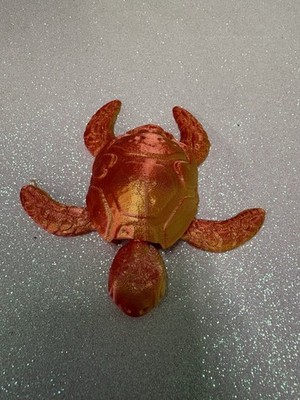 3D Printed Articulated Sea Turtle Collectible with Gradient Blue & Green Colors