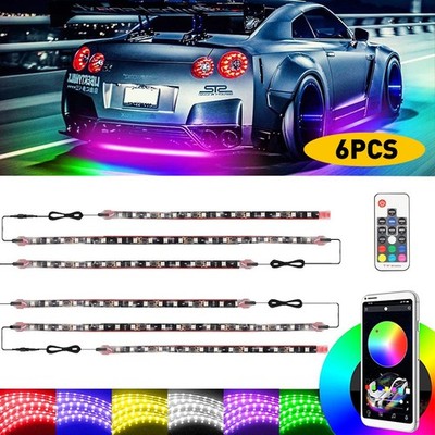 6pcs RGB LED Strip Under Car Tube Underglow Underbody System Neon Light Kit New