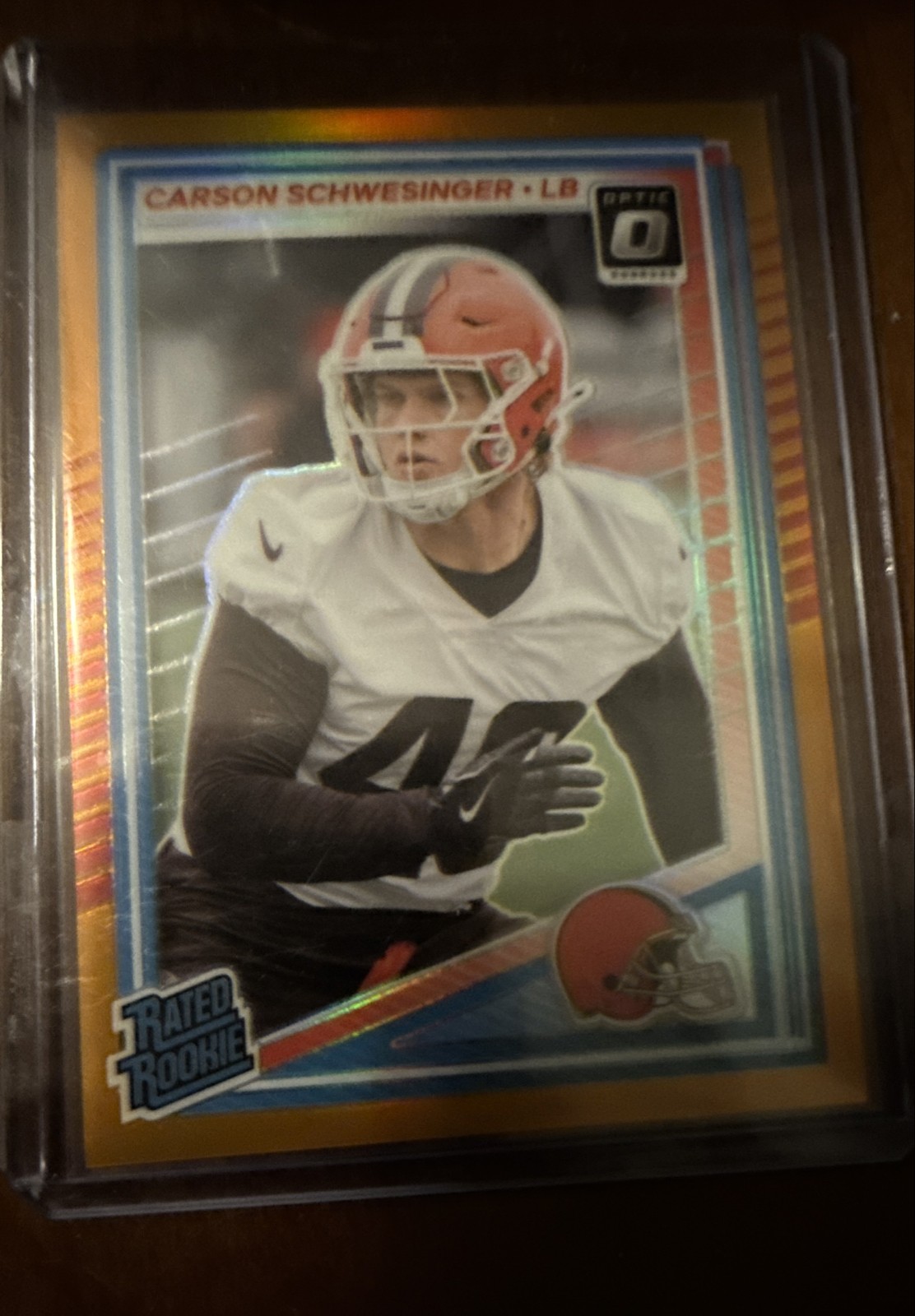2025 Panini Donruss Optic - RatedRookie Carson Schwesinger #217 Orange Prizm/299