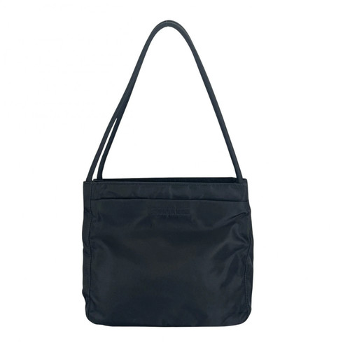 PRADA Triangle Logo Handbag Nylon Black Auth Card Included