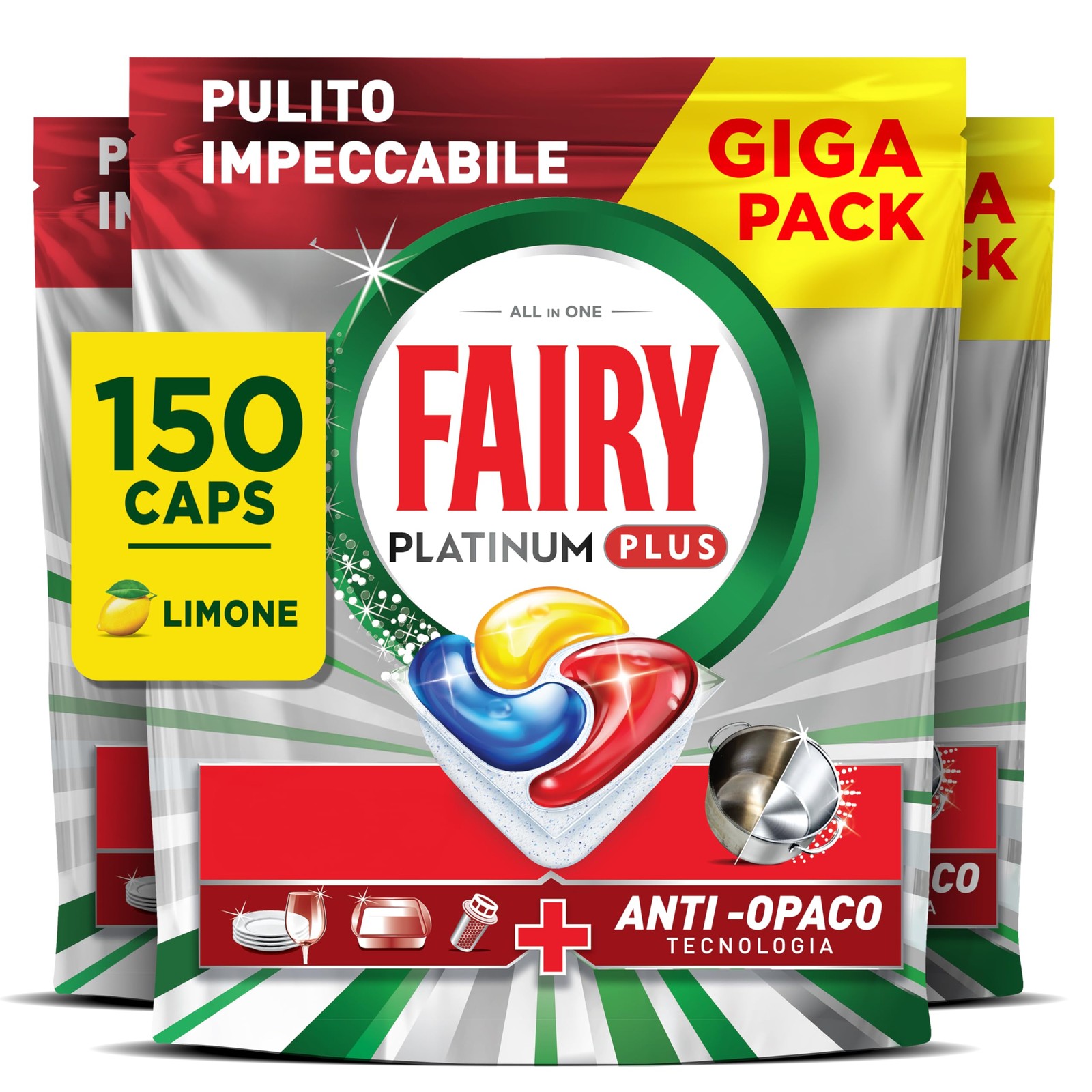Platinum Plus Pastiglie Lavastoviglie 150 Capsule Limone - Offerta Stock