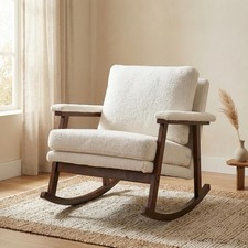 Nursery Rocking Chair for Adults and Small Spaces White Upholstered comfort
