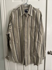 VTG 90s Wrangler Brushpopper Striped Western Shirt 18-36 Tall X-Long Tails