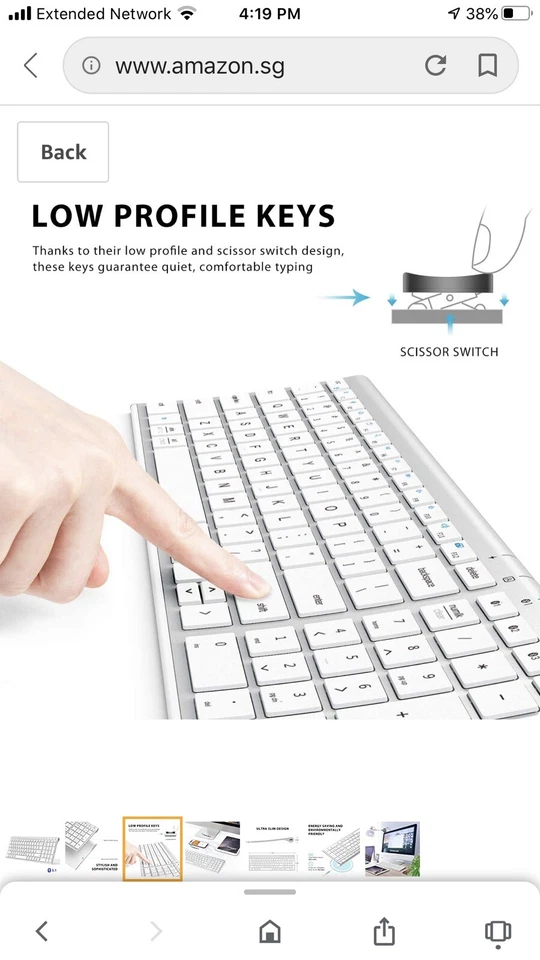 Iclever Ulta Slim Full Size Rechargeable Wireless Keyboard White New - Image 2 of 4