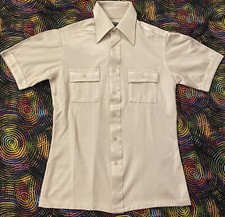 Vintage JC Penney Polyester shirt 70s Medium short sleeve beige