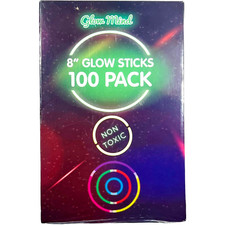 Glow Mind 8” Glow Sticks 100 Pack Glow in the Dark - Non-Toxic Glow Sticks