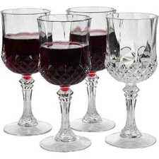 Wine Elegant Glasses Plastic Crystal Like Cocktail Tableware 8 oz Cups 4 Pieces