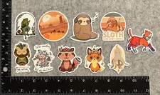 Lot of 10 Assorted Nature Celestial Animal Sloth Owl Cat Stickers