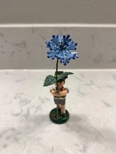 Hubrig Volkskunst Figurine/Boy Holding Blue CornFlower Made In Germany READ