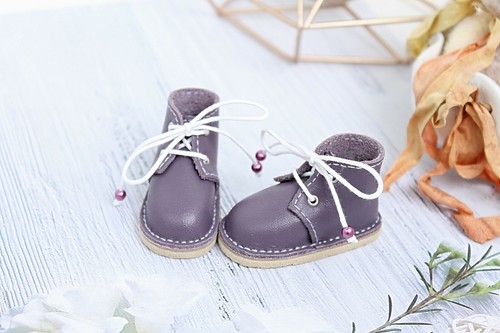 Botas de muñeca de lavanda para Little Darling de cuero genuino - Imagen 3 de 5