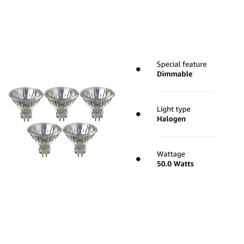 5 X Philips Halogen Spot Light Bulbs 50W 12V MR16 GU5.3 36D 4000Hrs Dimmable - Image 2 of 4