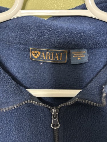 Ariat Mens Half Zip Fleece Pullover Jacket Dark Blue Medium - Picture 3 of 4