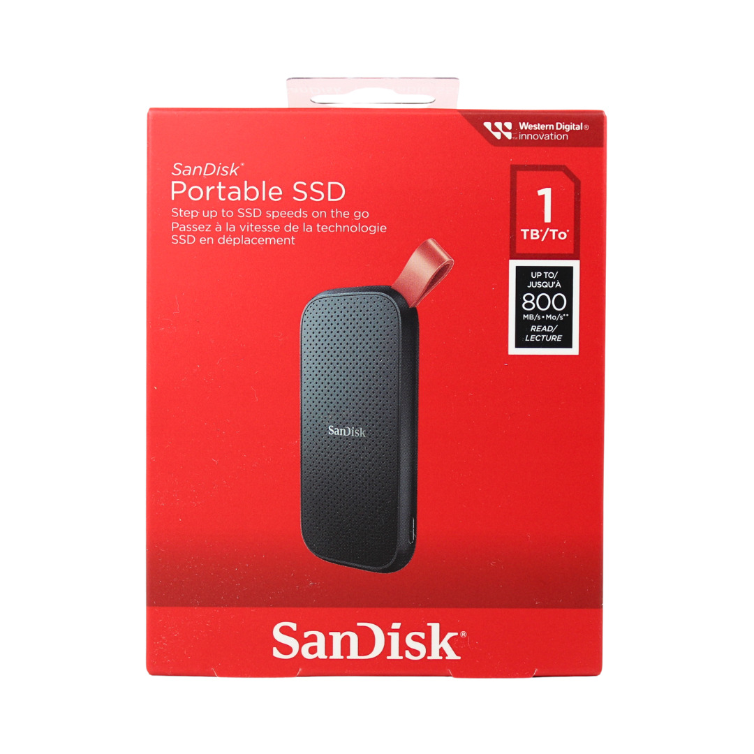 SanDisk Portable SSD 1TB USB-C, USB 3.2, Gen 2 800MB/s. Available Now for $77.99