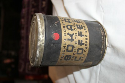 Vintage BOKA Coffee tin  - Country store Advertising 5-5/8'' tall 1 pound size - 