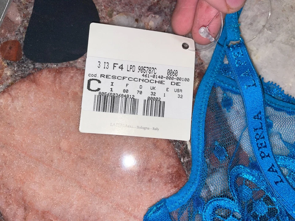 La Perla Noche De Viento синий кружевной балконет без подкладки UW бюстгальтер женщин 32C новый с Ярлыками - Изображение 4 из 4