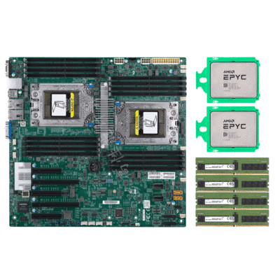 Supermicro H11DSI-NT motherboard+2x AMD EPYC 7B12 CPU,Total 128 Cores ,128GB RAM