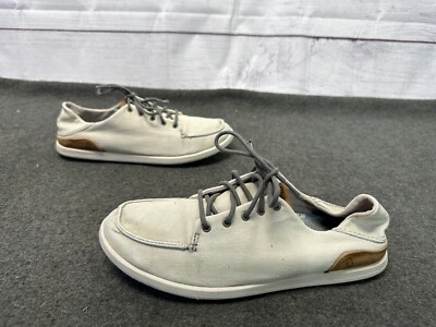 OluKai Ohana Lace Up Nubuck Shoes Mens Size 9.5 Khaki BROWN 