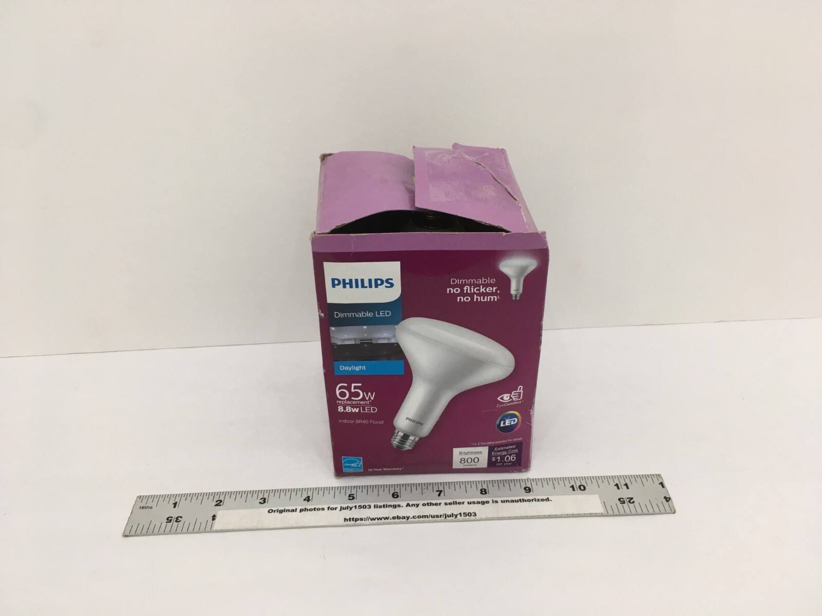 NEW Philips 65W LED BR40 Indoor Flood Bulb Dimmable Daylight 5000K distress pkg