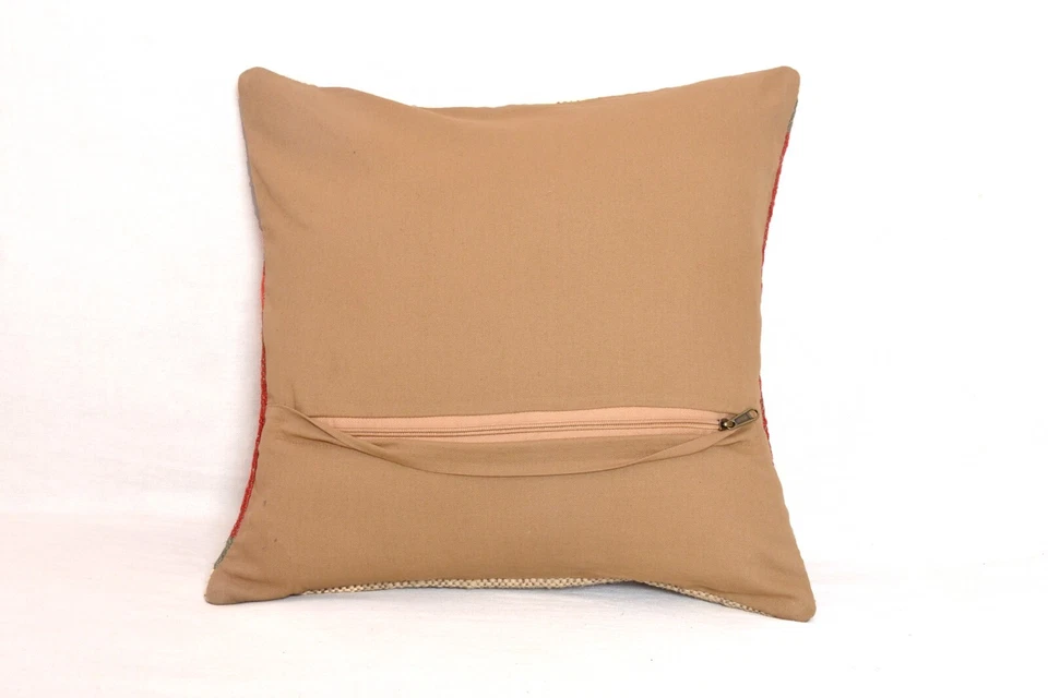 Handmade 18x18" Jute Kilim Cushion Cover Indian Vintage Pillow 18x18 Rug Boho - Image 2 of 3