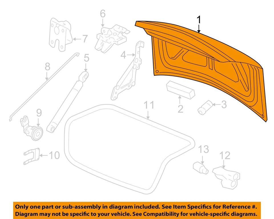 Used Deck Lid fits: 2011 Chevrolet Impala w/o spoiler exc. police package Grade Foto 3 de 4