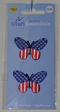 Applique- Iron On - Red, White, Blue American Flag Butterflies - 2 per pack