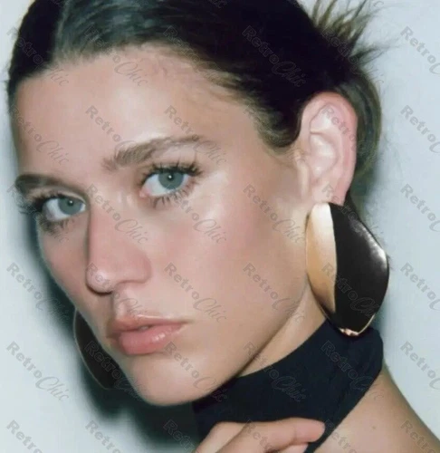 Zara Dup 7cm GIANT shiny metal EARRINGS large GOLD/SILVER FINISH studs OVERSIZE