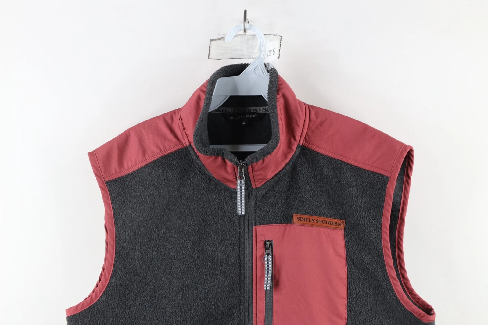 Simply Southern Mens Medium Spell Out Color Block Full Zip Fleece Vest Jacket - product detail image 2