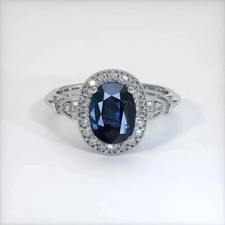 Art Deco 4Ct Blue Sapphire  Lab Created Diamond Engagement 925 Silver Gift Ring