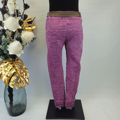 Italy Hose 38 40 Jogpants Baggy Stoffhose Boyfriend Jogginghose Gürtel Purpel - Bild 5 von 8