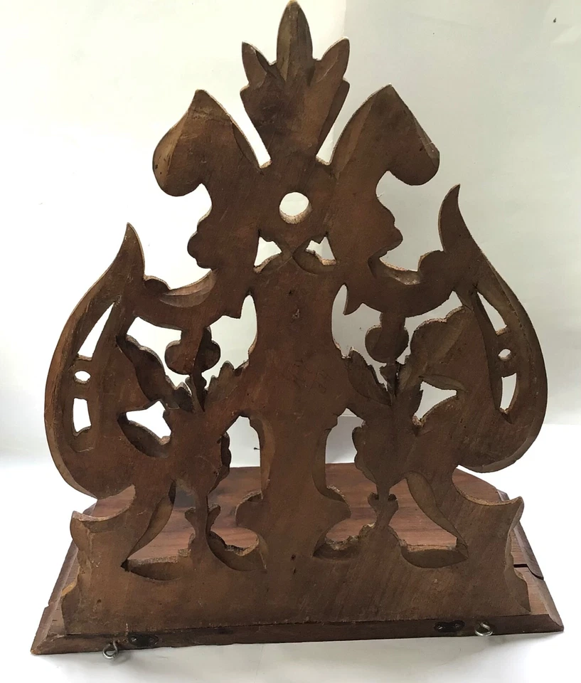 ANCIENNE ÉTAGÈRE EN BOIS SCULPTÉ FLEURS FORÊT NOIRE CARVED WOODEN SHEL FLOWERS - Photo 4/4