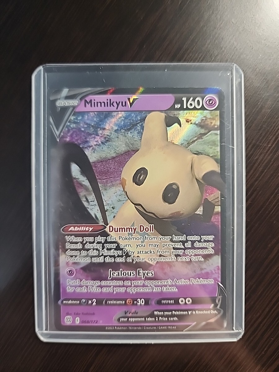 mimikyu v pokemon card price Mimikyu V 148 is a great card for grading. PSA 10 sells on eBay for $138,  which can get you 212% profit. Profit/loss calculation is based on the  lowest tier of grading