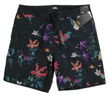 VANS Mixed 18" Board Shorts sz 38 Regular Black Deep Teal Floral