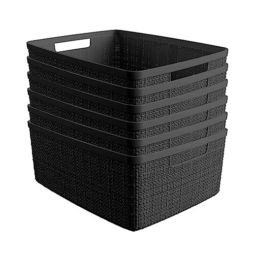 STORAGE BASKETS for Kitchen Pantry Medium Set of 6 Black CURVER-image