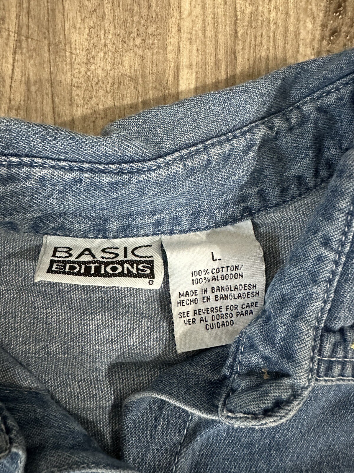 Basic Edition Denim Shirt Size L Fall Patteren - image 2