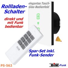 PS-562 SPARSET Glas-Touch Rollo Jalousie Schalter mit Funk + DIW-Funk Handsender