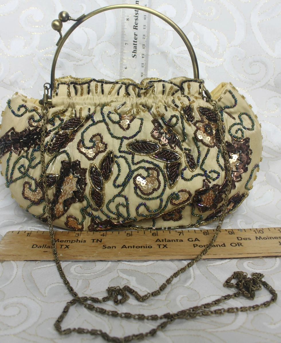 Vintage Beaded Tapestry Evening Clutch Bag