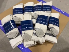 [8 Pairs] Bombas x Virgin Atlantic Vintage Stripe Calf Sock - White/Grey Large