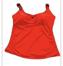 NWT Meet.Curve Women Red tie front tankini Swimsuit Top Plus XL
