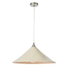 Litecraft Ceiling Pendant 1 Light With Large Cream Bamboo Shade - Satin Nickel  