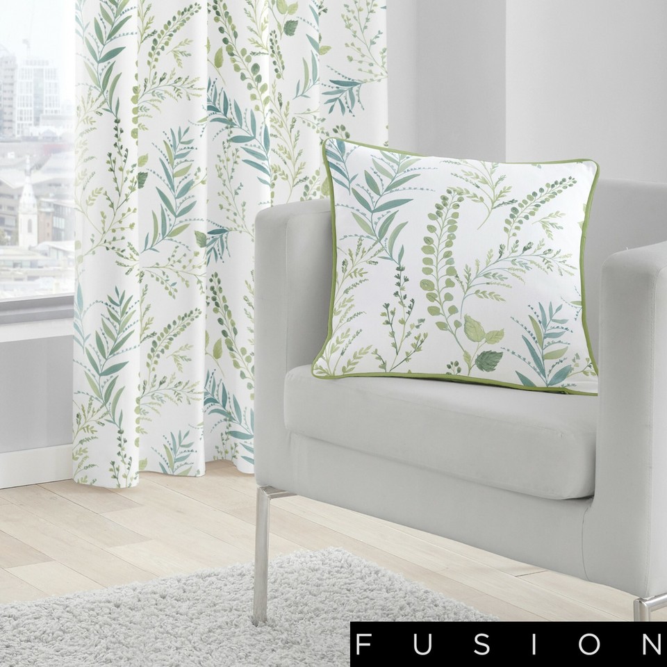 Fusion FERNWORTHY Green 100 Cotton Eyelet Curtains Cushions EBay UK fusion-fernworthy-green-100-cotton-eyelet-curtains-cushions-ebay-uk