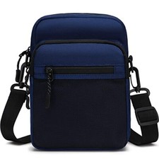 Small Messenger Bag for Men Women, Water Resistant Adjustable Navy Blue