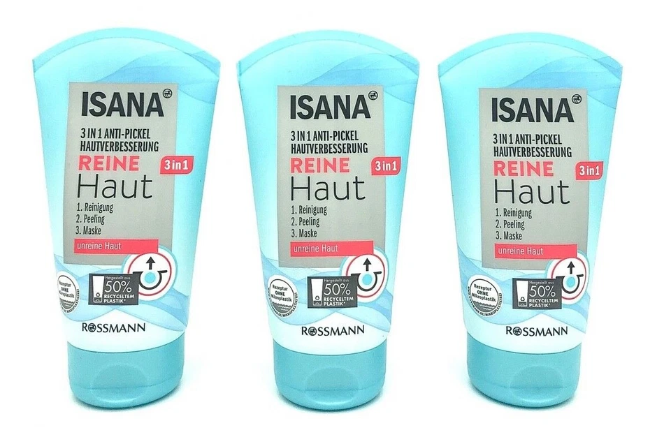 ✅ISANA Reine Haut 3 in1 Anti Pickel Hautverbesserung Peeling unreine Haut Creme✅