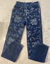 VINTAGE JORDACHE GIRLS SIZE 12 L 7314-Q FLORAL PRINT JEANS