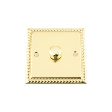Trailing Edge Mains LED Dimmer Light Switch 250W 2 Way Polished Brass - Georgian