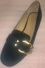 New Tory Burch Marsden Flat Loafer Smoking Slipper Suede Leather Black 6 258